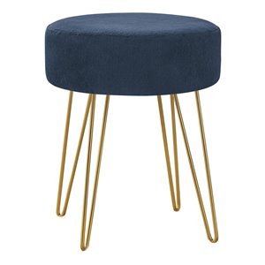 Repose-pieds glamour rond en polyester de Monarch Specialties, bleu