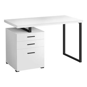 BUREAU - 48"L / BLANC / METAL NOIR / FACE GAUCHE/DROIT