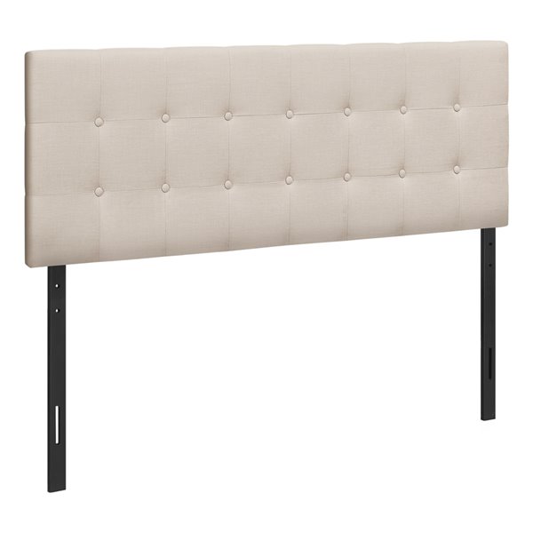 Monarch Specialties Linen Upholstered Queen Headboard, Beige