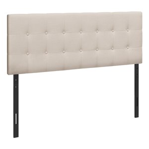 Monarch Specialties Linen Upholstered Queen Headboard, Beige