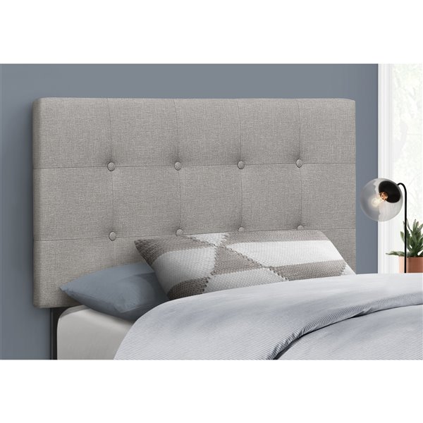 Monarch Specialties Linen Upholstered, Light Gray Headboard Twin