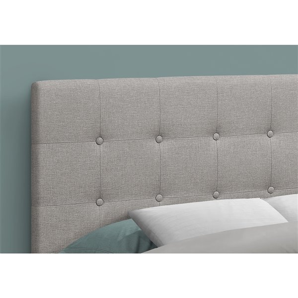 Monarch Specialties Linen Upholstered Full Headboard, Grey