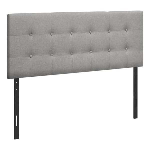 Monarch Specialties Linen Upholstered Full Headboard, Grey