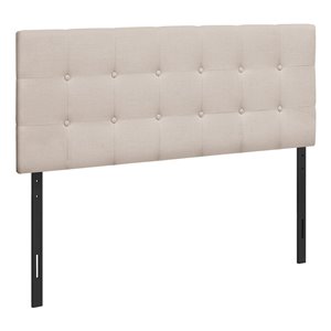 Monarch Specialties Linen Upholstered Full Headboard, Beige