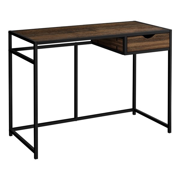 BUREAU - 42 poL / FAUX BOIS BRUN / METAL NOIR