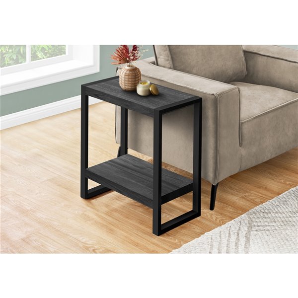 Monarch Specialties Composite Rectangular Side End Table, 23.75-in x 23.75-in, Black