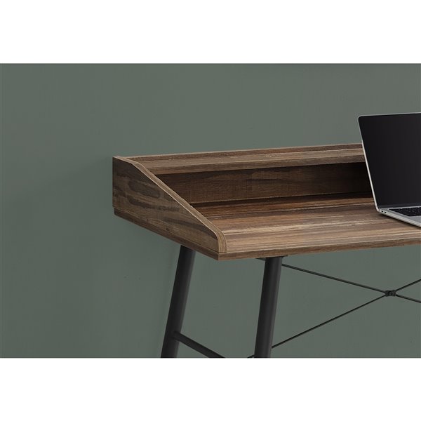 BUREAU - 48 poL / FAUX BOIS BRUN / METAL NOIR