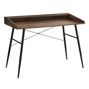 BUREAU - 48 poL / FAUX BOIS BRUN / METAL NOIR