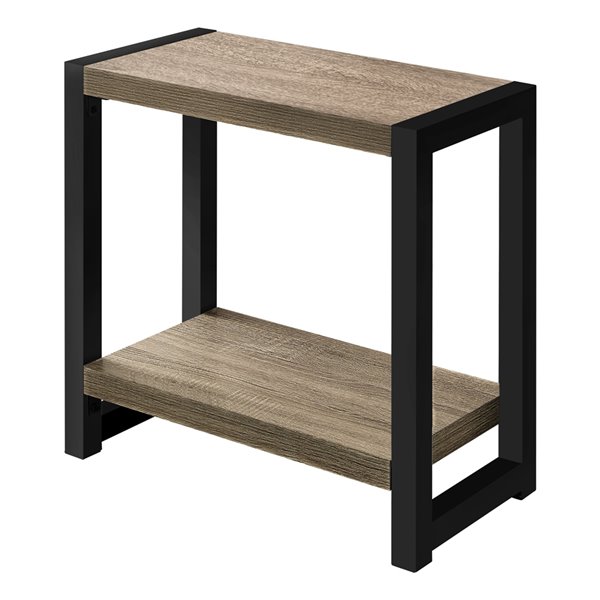 Monarch Specialties Composite Rectangular Side End Table, 22-in x 23.75-in, Dark Taupe and Black