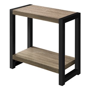 Monarch Specialties Composite Rectangular Side End Table, 22-in x 23.75-in, Dark Taupe and Black