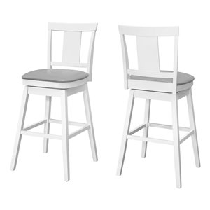 Tabouret de bar capitonné de Monarch Specialties, blanc/gris, ensemble de 2