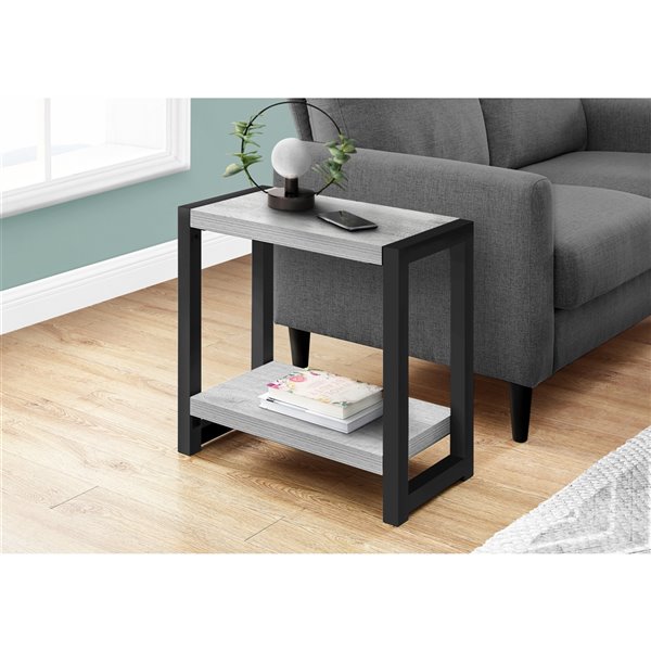 Monarch Specialties Composite Rectangular Side End Table, 22-in x 23.75-in, Grey and Black