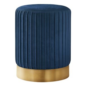 Repose-pieds glamour rond en velours de Monarch Specialties, bleu