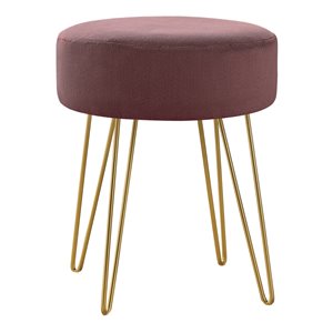 Repose-pieds glamour rond en polyester de Monarch Specialties, prune