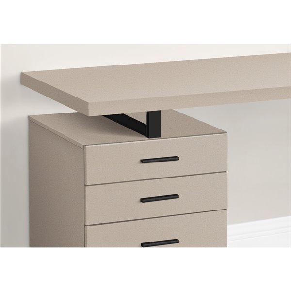 COMPUTER DESK - 48-inL / MODERN TAUPE / BLACK METAL / L/R