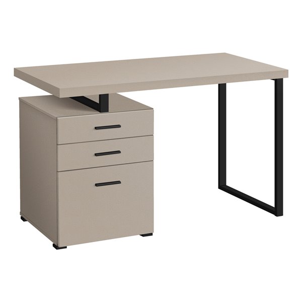 COMPUTER DESK - 48-inL / MODERN TAUPE / BLACK METAL / L/R