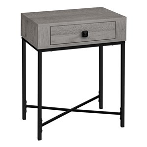 Table d'appoint rectangulaire en composite à 1 tiroir de Monarch Specialties, 22,5 po x 18,25 po, gris et noir