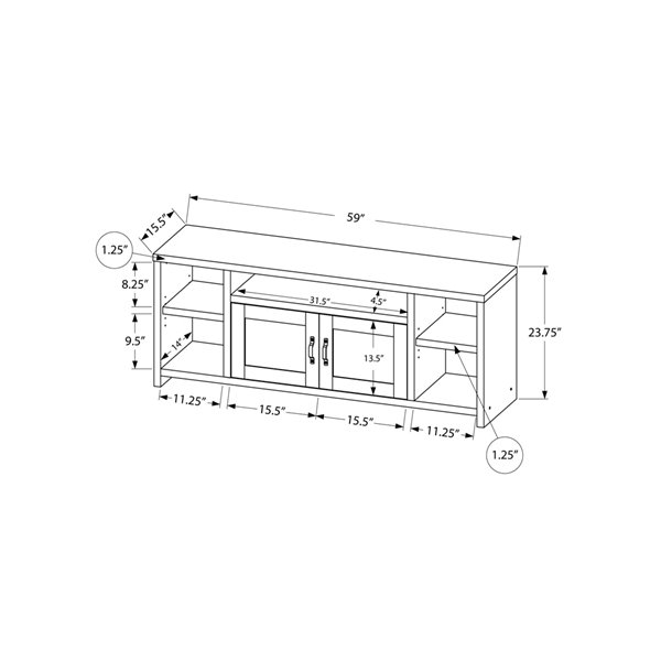 Monarch Specialties 5-Shelf TV Stand, Black