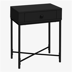 Monarch Specialties Composite Rectangular 1-Drawer Side End Table, 22.5-in x 18.25-in, Black