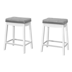 Tabouret de comptoir capitonné pivotant de Monarch Specialties, gris/blanc, ensemble de 2