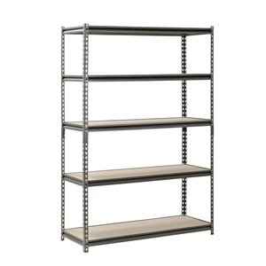 Étagère autoportante en acier industriel Muscle Rack avec 5 tablettes, 18 po D x 48 po W x 72 po H, argent