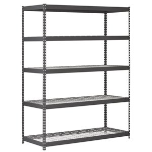 Muscle Rack 5-Tier Steel Industrial Freestanding Shelving Unit - 24-in D x 60-in W x 78-in H - Black