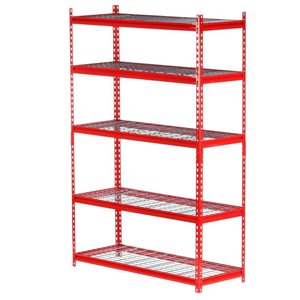 Étagère autoportante en acier industriel Muscle Rack avec 5 tablettes, 18 po D x 48 po W x 72 po H, rouge