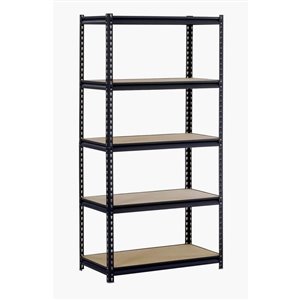 Étagère autoportante noire en acier industriel Muscle Rack avec 5 tablettes, 24 po D x 48 po W x 72 po H