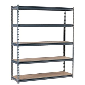 Étagère autoportante en acier industriel Muscle Rack avec 5 tablettes, 18 po D x 72 po W x 72 po H, Grey