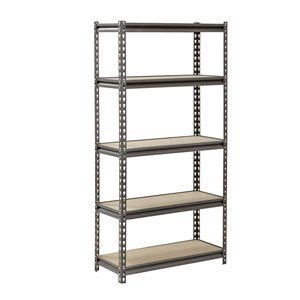 Étagère autoportante en acier industriel Muscle Rack avec 5 tablettes, 12 po D x 30 po W x 60 po H, argent