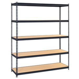 Étagère autoportante en acier industriel Muscle Rack avec 5 tablettes, 18 po D x 60 po W x 72 po H, noir