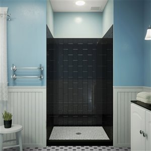 Dreamline QWALL-VS 36-in x 76-in Black Shower Surround Back and Side Wall Panel