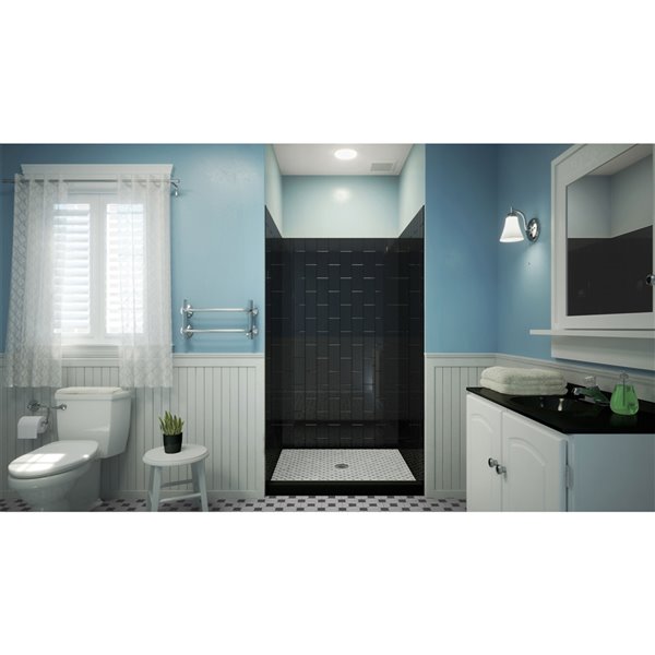 Dreamline QWALL-VS 32-in x 76-in Black Shower Surround Back and Side Wall Panel