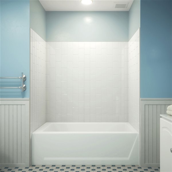 dreamline qwall vs 60 in x 62 in white shower surround back and side wall panel