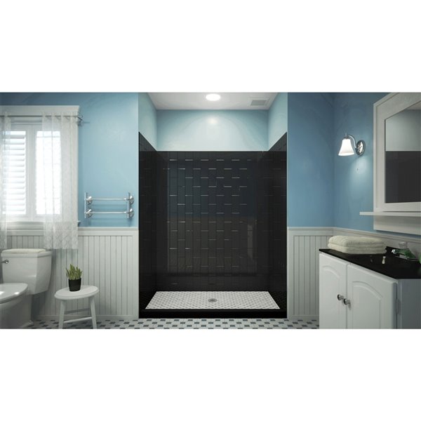 Dreamline QWALL-VS 48-in x 76-in Black Shower Surround Back and Side Wall Panel