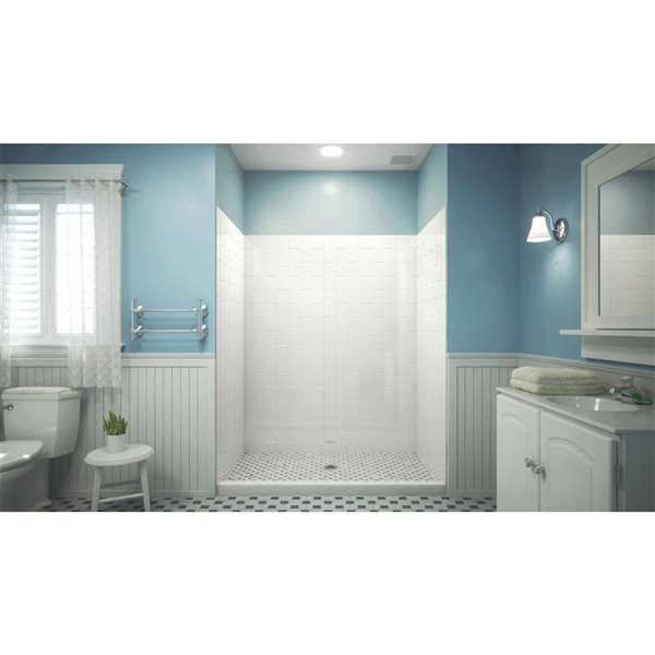 Dreamline QWALLVS 60in x 76in White Shower Surround Back and Side
