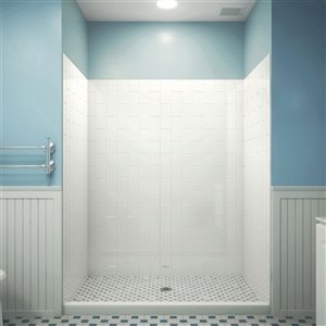 Dreamline QWALL-VS 60-in x 76-in White Shower Surround Back and Side Wall Panel