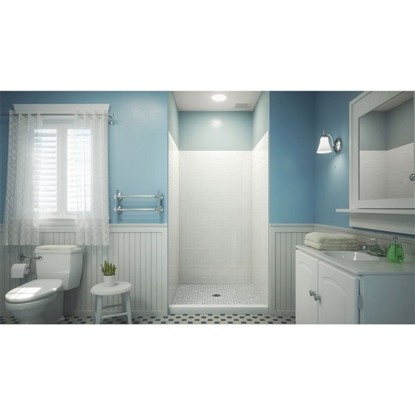 Dreamline QWALL-VS 36-in x 76-in White Shower Surround Back and Side Wall Panel