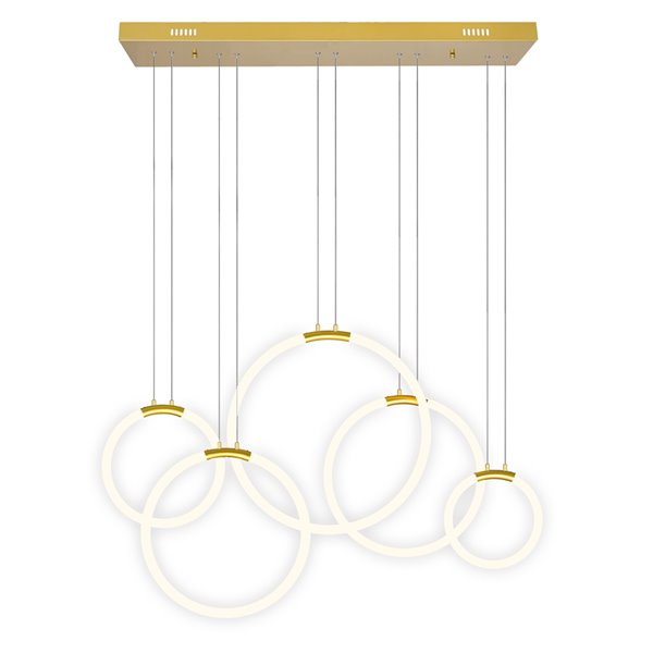 Image of Cwi Lighting | Hoops Modern/contemporary Satin Gold Integrated Led Chandelier | Rona