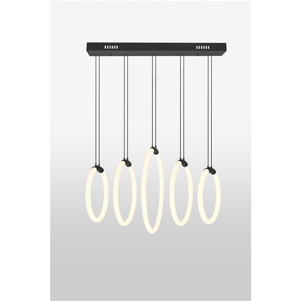 Image of Cwi Lighting | Hoops Black Modern/contemporary Integrated Led Chandelier | Rona