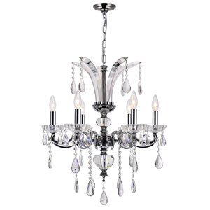 CWI Lighting Glorious 6-Light Chrome Glam Standard Chandelier