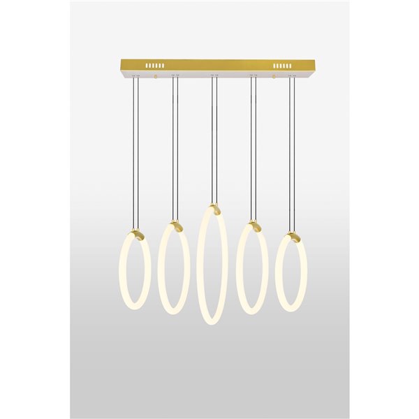 Image of Cwi Lighting | Hoops Contemporary/modern Satin Gold Integrated Led Chandelier | Rona