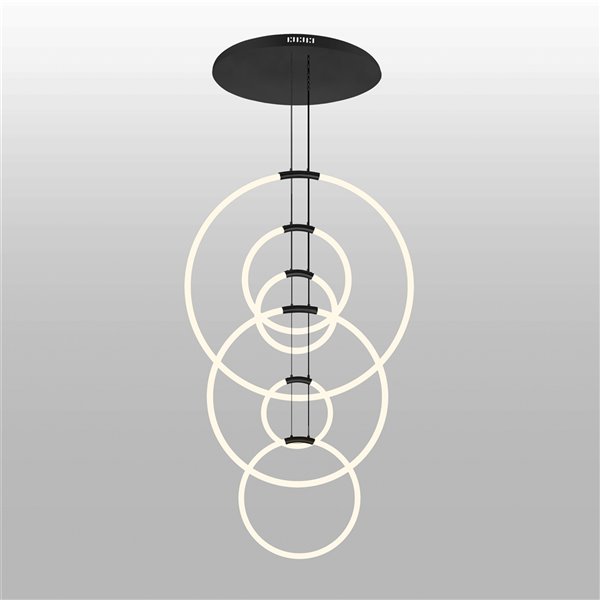 Image of Cwi Lighting | Hoops Modern/contemporary Black Integrated Led Chandelier | Rona