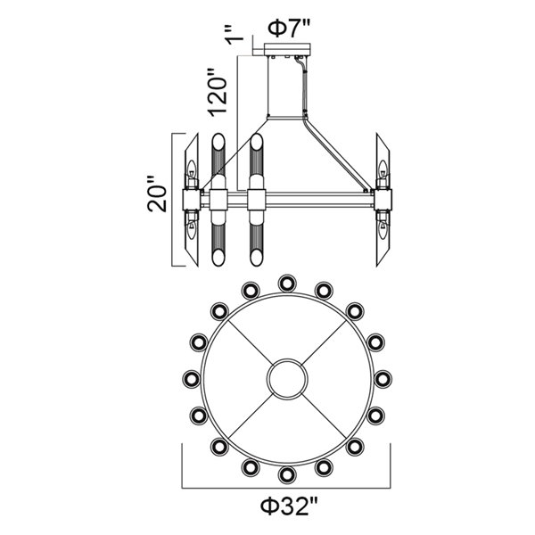 CWI Lighting Croissant 32-Light Satin Gold Modern/Contemporary Standard Chandelier