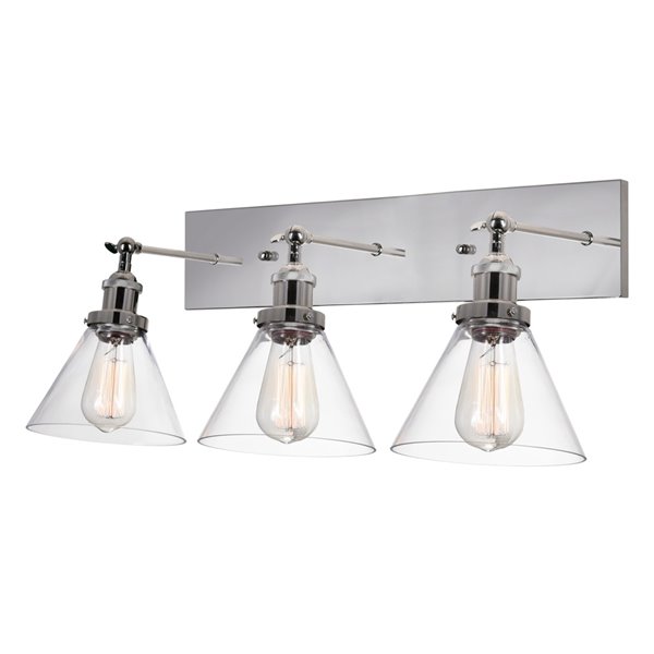 CWI Lighting Eustis 24-in W 3-Light Polished Nickel Modern/Contemporary Wall Sconce