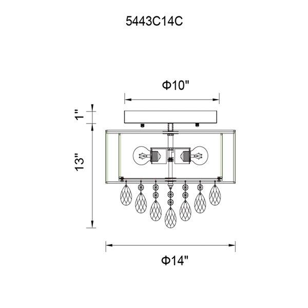 CWI Lighting 1-Pack Dash 14-in Chrome Contemporary/Modern Incandescent Flush Mount Light