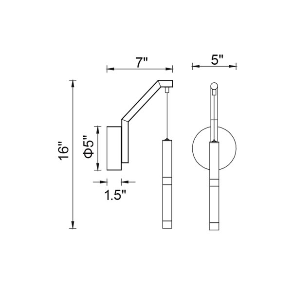 CWI Lighting Flute 5-in W 1-Light Black Modern/Contemporary Wall Sconce