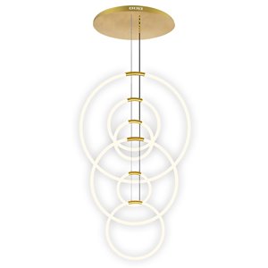 CWI Lighting Hoops Modern/Contemporary Integrated LED Satin Gold Chandelier