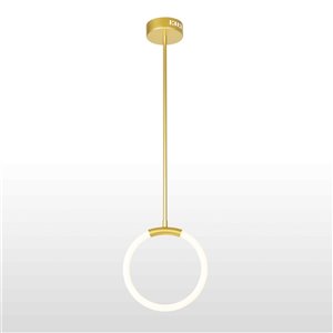 CWI Lighting Hoops Satin Gold Modern/Contemporary Geometric Integrated LED Pendant Light