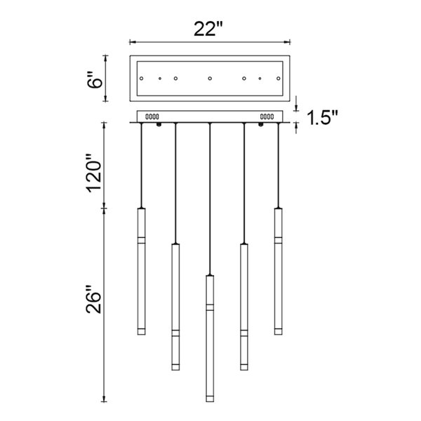 CWI Lighting Flute Modern/Contemporary Black Integrated LED Chandelier